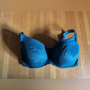 Cacique Modern Lace Coverage Bra in Deep Green, Size 44F